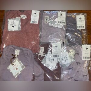 3 pc. newborn girl purple violet lavender bodysuit onesie outfit baby bib